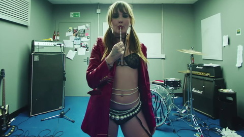 Sexiest Scenes of self from Måneskin. Sexy, Underwear, black bra, black panties. 983915