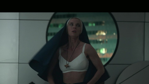 Sexiest Scenes of Elizabeth Abbott / Sister Simone from Mrs. Davis. Sexy, Underwear, large breasts, nun habit. 987917