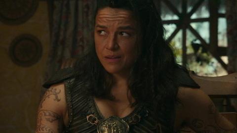 Hottest Michelle Rodriguez Scene in Dungeons & Dragons: Honor Among Thieves. Sexy, Tattoos, armor. 988508