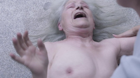 Soledad Osorio Naked as Anciana. Breasts, gray hair, mouth open. 989325