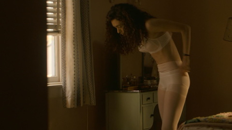 Sexiest Emmy Rossum Scene in The Crowded Room. Underwear, bedroom, curly hair. 989509