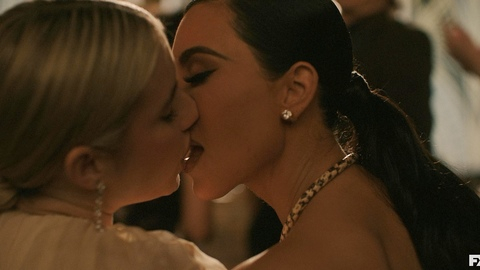 Sexiest Kim Kardashian Scene in American Horror Story. Lesbian, 2 women, blonde and brunette. 999667