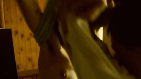 Emma Corrin Naked in A Murder at the End of the World. Breasts, hard nipple, single breast. 994705