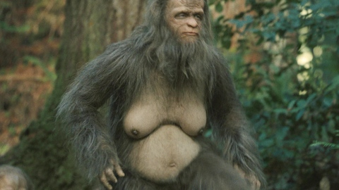 Riley Keough in Sasquatch Sunset (2024) Breasts Prosthetic Bigfoot Forest 1000707