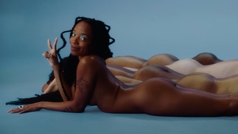 Jamila Woods Naked as Herself. Butt, Sexy, blue background, dreadlocks. 1002789
