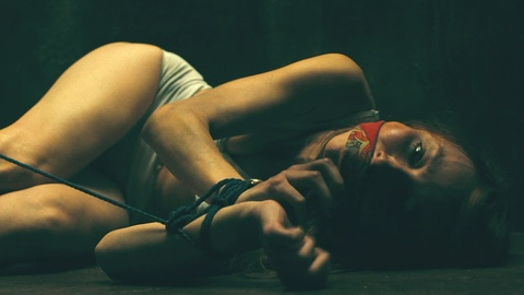 Hottest Natalia Téllez Scene in Women in Blue. Underwear, gagged, mouth covered. 1004876