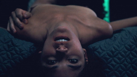 Blu Hunt in The Dead Thing (2025) Breasts Head Hanging Off Edge Of Bed In Bed 1008201