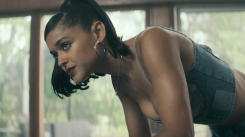 Sexiest Scenes of Purdy from BMF. Sexy, cleavage, denim top. 1011725