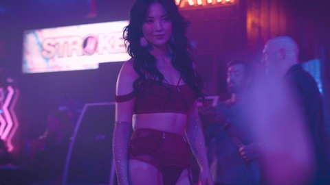 Hottest H. Lynn Pai Scene in Tulsa King. Underwear, garter belt, red lingerie. 1014362