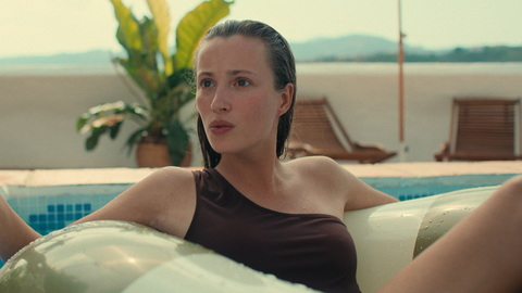 Sexiest Scenes of Agnes from Mango. Sexy, brown bathing suit, floatie. 1015187