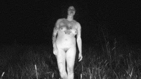 Gloria Probably Nude as Woman in Field. Breasts, Bush, Tattoos, brunette. 1017062