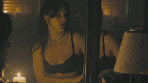 Sexiest Scenes of Rachel Harkin from Something Very Bad Is Going to Happen. Underwear, black bra, cleavage. 1018277