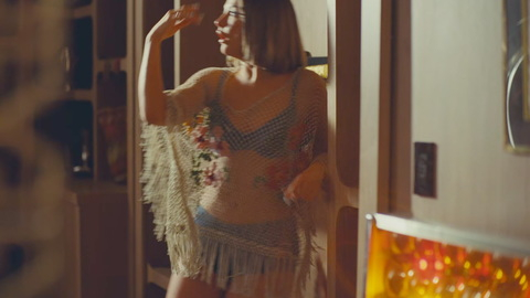 Sexiest Scenes of Herself from House Tour. Sexy, bra top, knitted poncho. 1018619