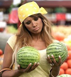 Naked Traci Bingham Fondles Melons, Kisses Girls