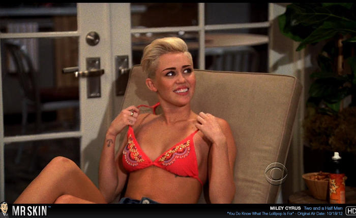 Miley Cyrus Gives Good Bikini on Two and a Half Men [PICS]