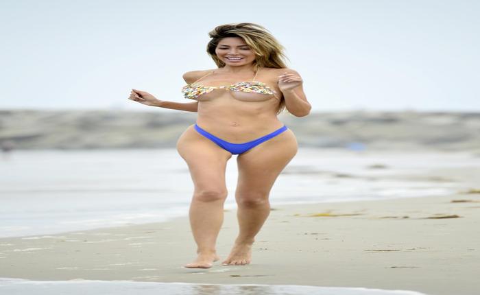 Farrah Abraham Runs in a Barely There Bikini on the Beach