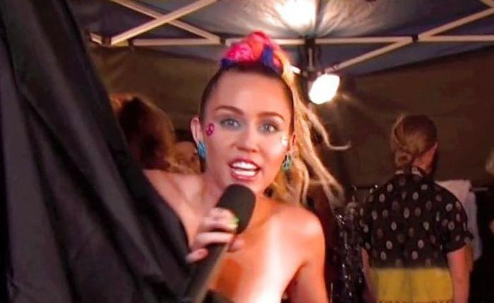 Miley Cyrus Lets Hard Nipple Fly Free With Epic Wardrobe Malfunction