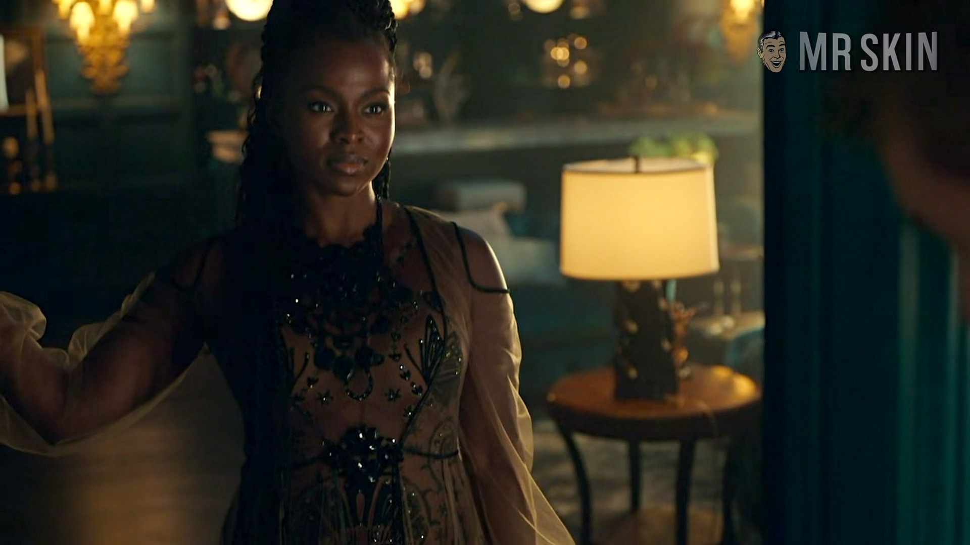 Hottest Yetide Badaki Scene in American Gods. Sexy, Underwear, breasts, bush. 317102