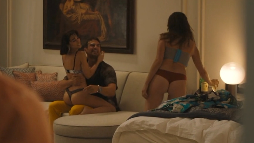 Simona Tabasco, Beatrice Grannò in The White Lotus (2021-2025) Right Breast Sexy Thong Underwear Bikini Breasts 341743