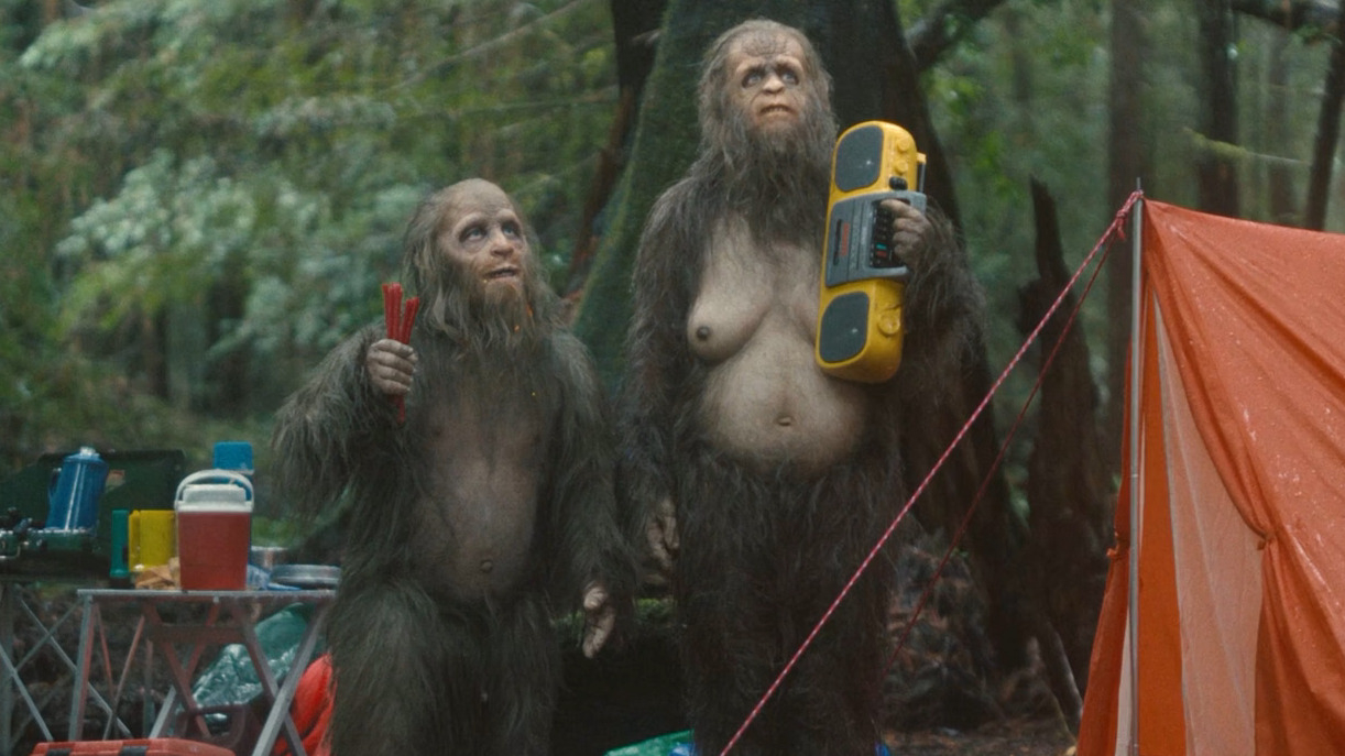 The Female from Sasquatch Sunset Naked. Breasts, Prosthetic, bush, butt. 349157