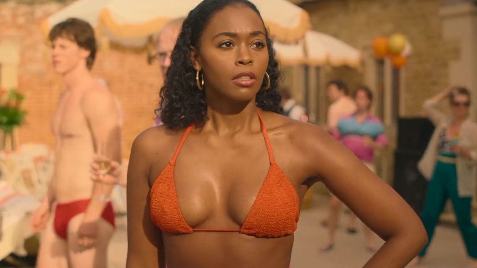 Sexiest Scenes of Sarah Stratton from Rivals. Bikini, breasts, bush. 351215