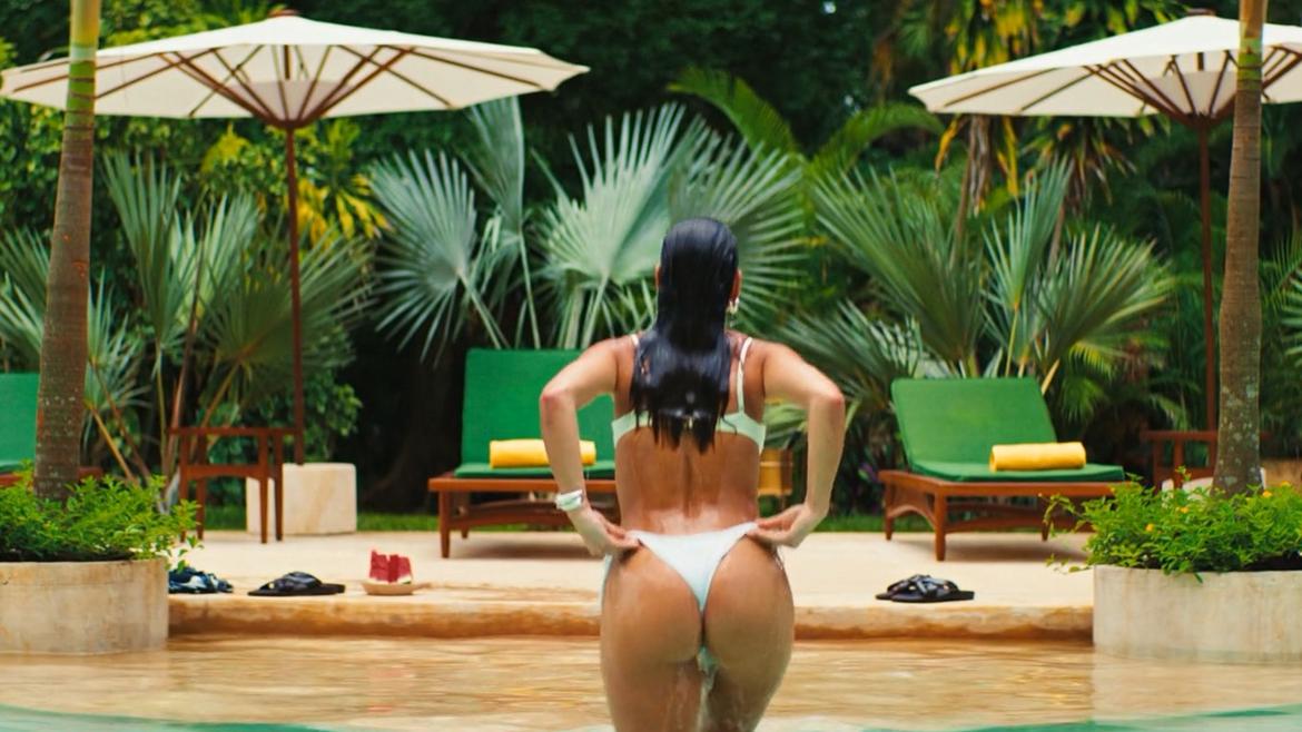 Adria Arjona, Alia Shawkat, Naomi Ackie, Liz Caribel Sierra, Trew Mullen in Blink Twice (2024) Bikini Thong Bikini Sexy 351278
