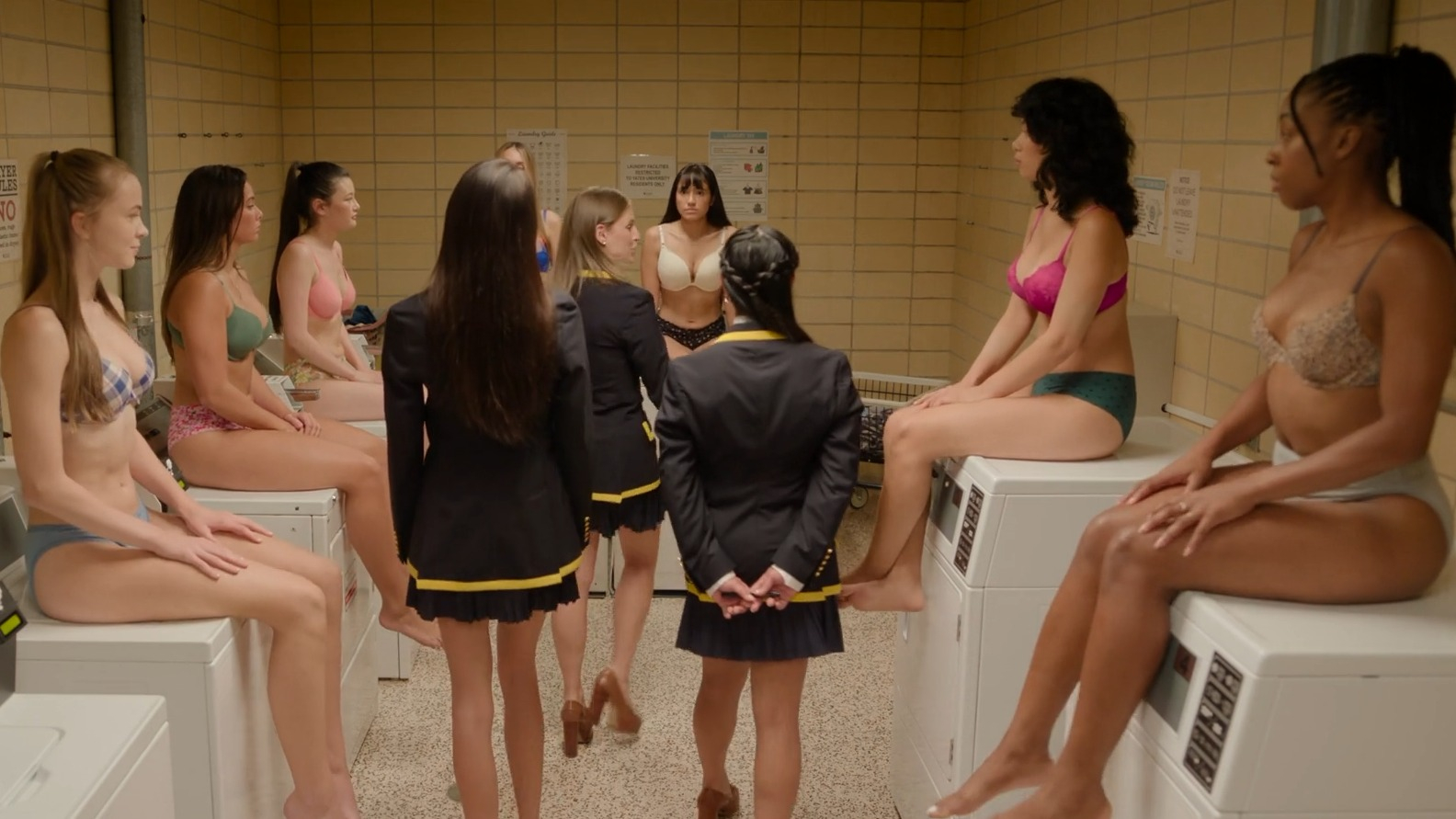Wally Baram, Nell Verlaque, Hana Stiles, Justina Janzen, Ang Kiriakos, Katie Ortencio in Overcompensating (2025) Underwear Bikini Sexy 353382